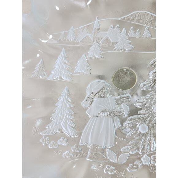 Mikasa Pedestal Footed Bon Candy Cookie Dish Clear Frosted Christmas 9 1/2" x 4" - Picture 10 of 14